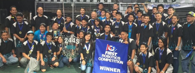Image of team 2445 winning the 2016 Hawaii Regionals.