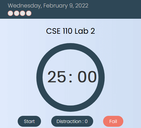 Image of the timer page for the pomodoro website.